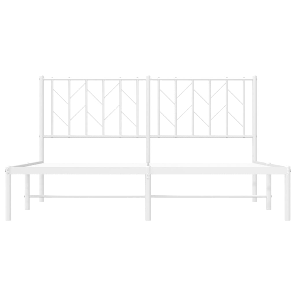 Sengeramme i metall med sengegavl hvit 150x200 cm