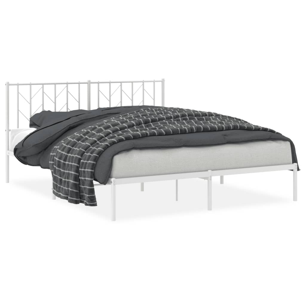 Sengeramme i metall med sengegavl hvit 160x200 cm
