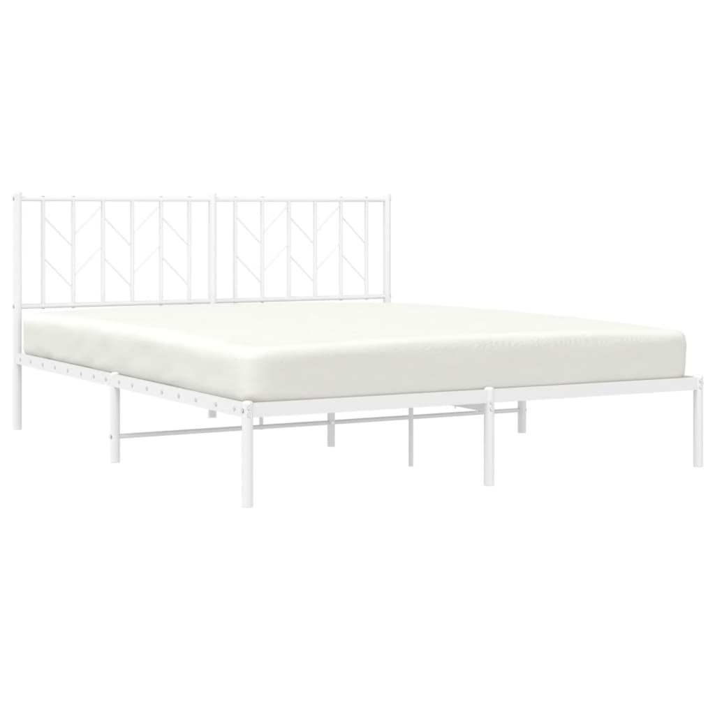 Sengeramme i metall med sengegavl hvit 160x200 cm