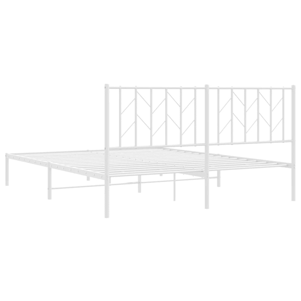 Sengeramme i metall med sengegavl hvit 160x200 cm