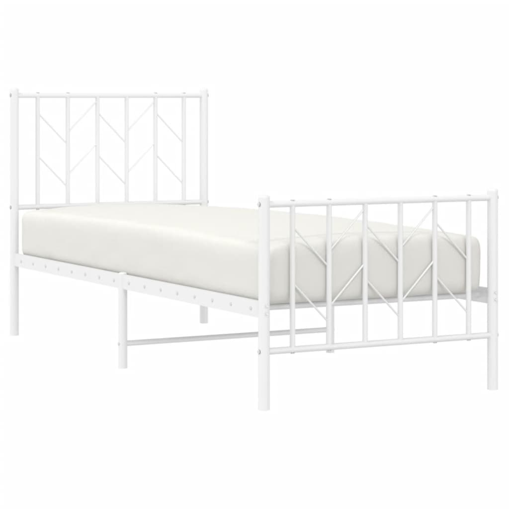 Sengeramme i metall med hode- og fotgavl hvit 75x190 cm
