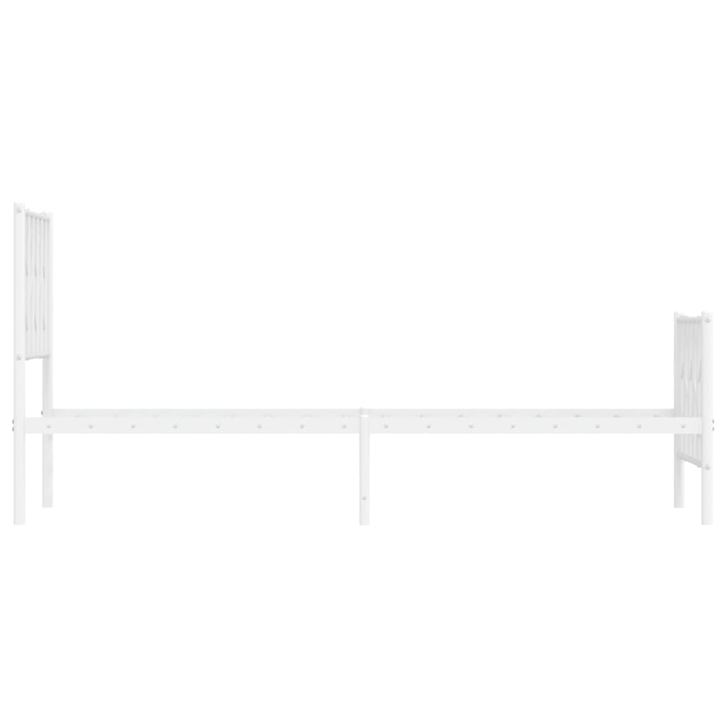 Sengeramme i metall med hode- og fotgavl hvit 75x190 cm