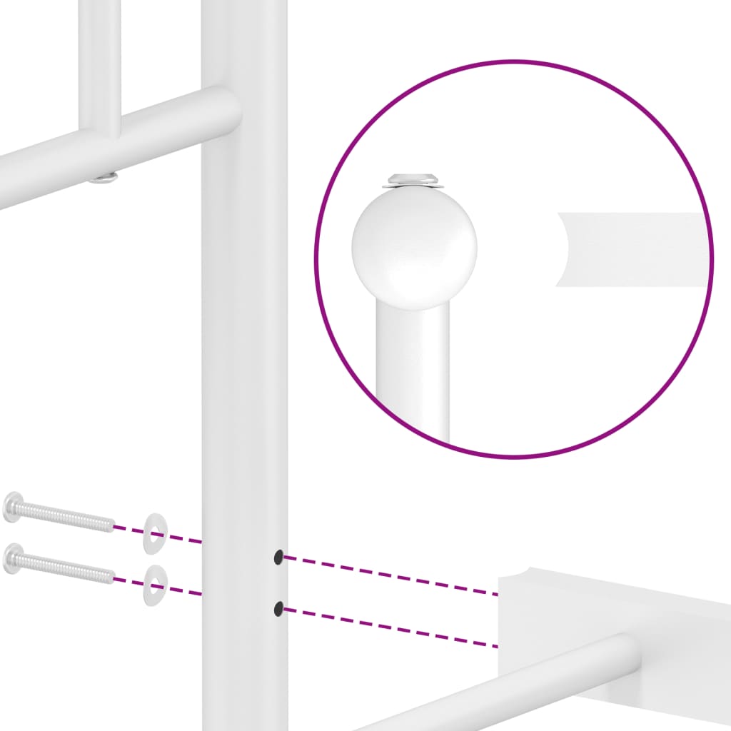 Sengeramme i metall med hode- og fotgavl hvit 75x190 cm