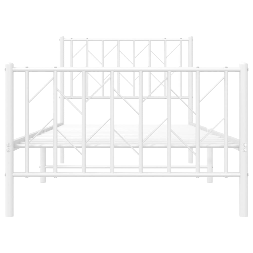 Sengeramme i metall med hode- og fotgavl hvit 90x200 cm vidaXL