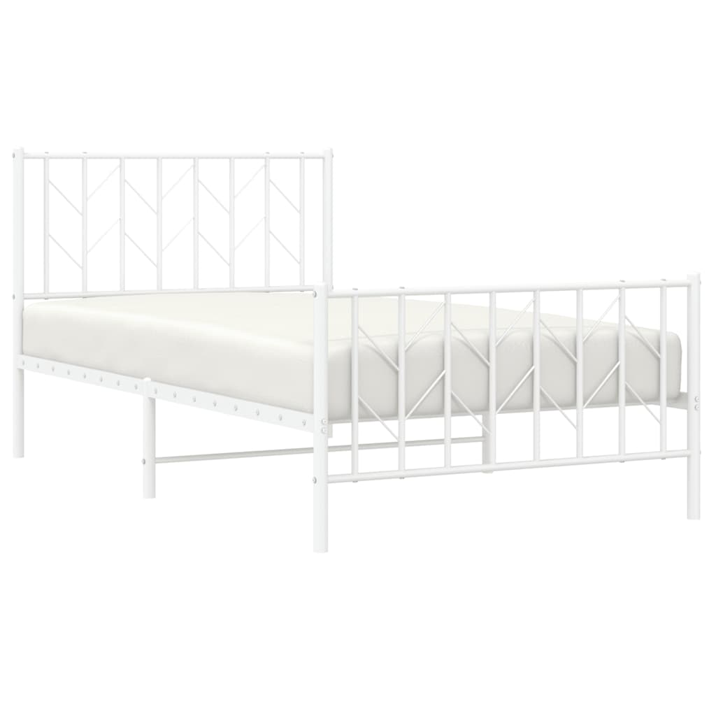 Sengeramme i metall med hode- og fotgavl hvit 100x200 cm