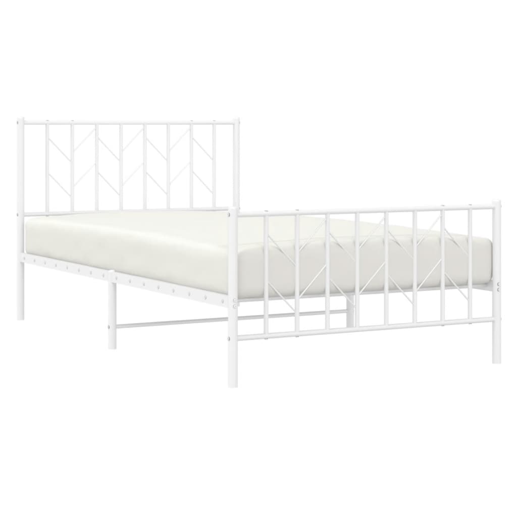 Sengeramme i metall med hode- og fotgavl hvit 107x203 cm