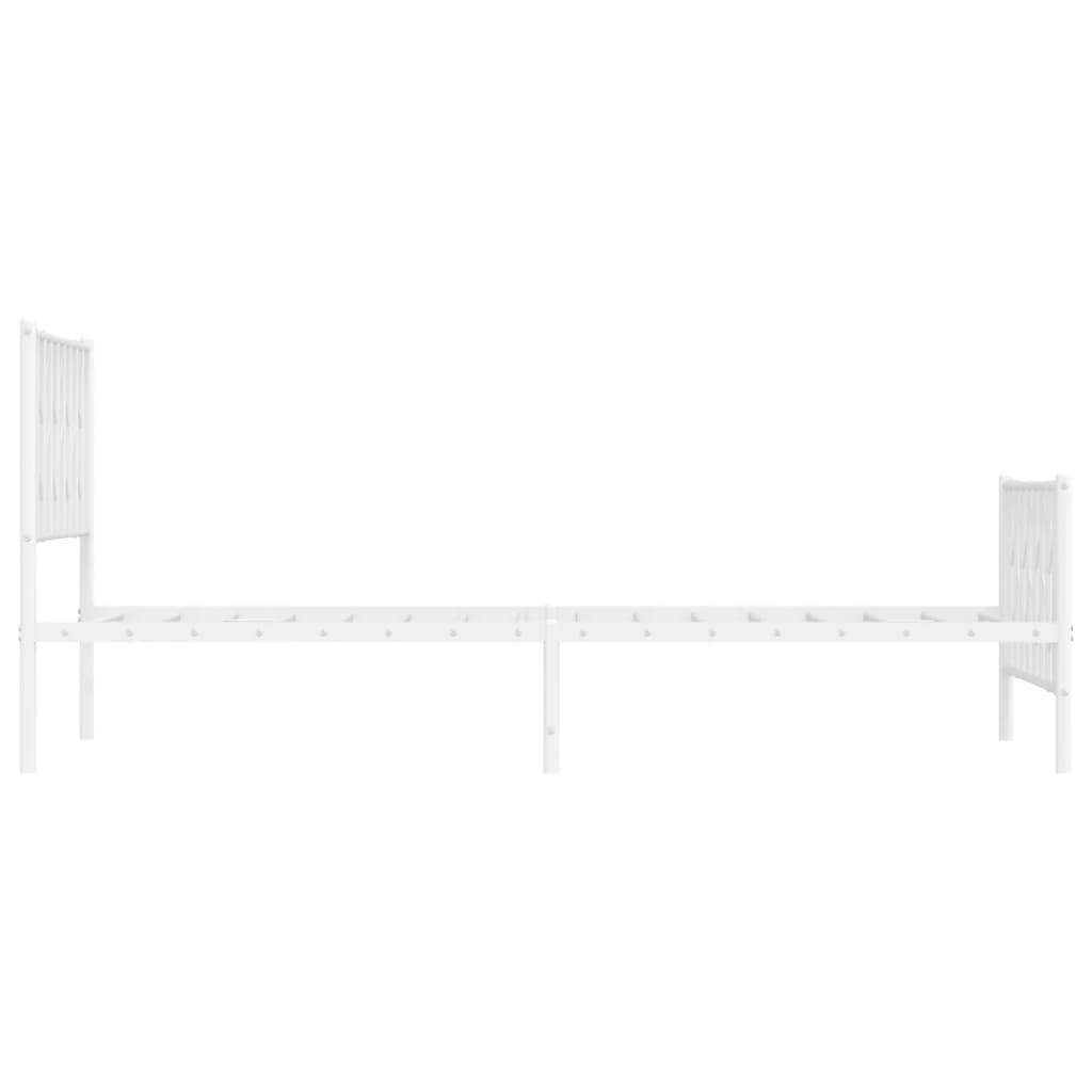 Sengeramme i metall med hode- og fotgavl hvit 107x203 cm