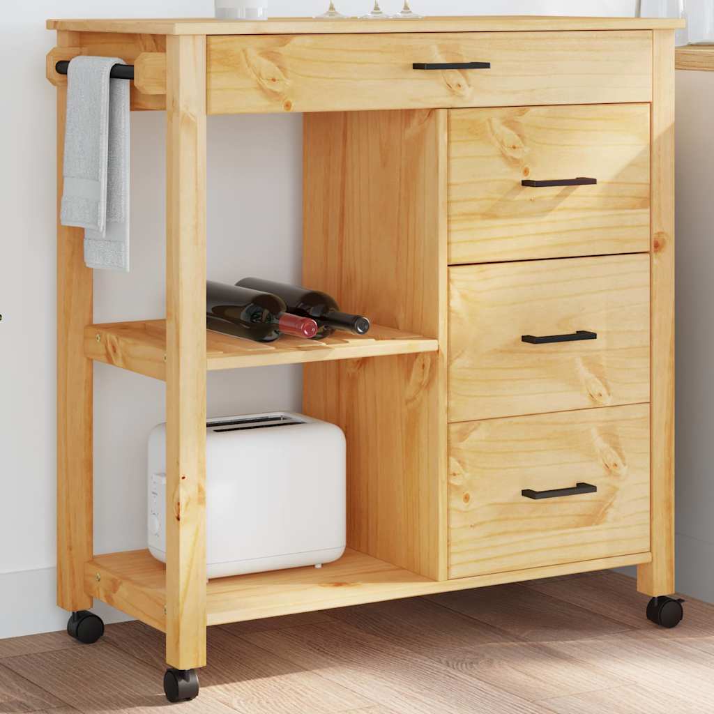 Kjøkkenvogn MONZA 84x40x88,5 cm heltre furu