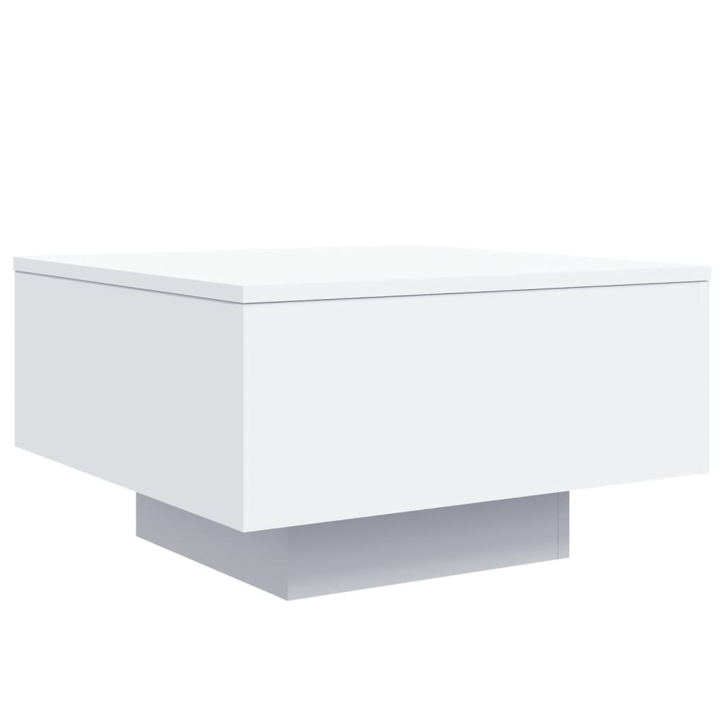 Salongbord med LED-lys hvit 55x55x31 cm