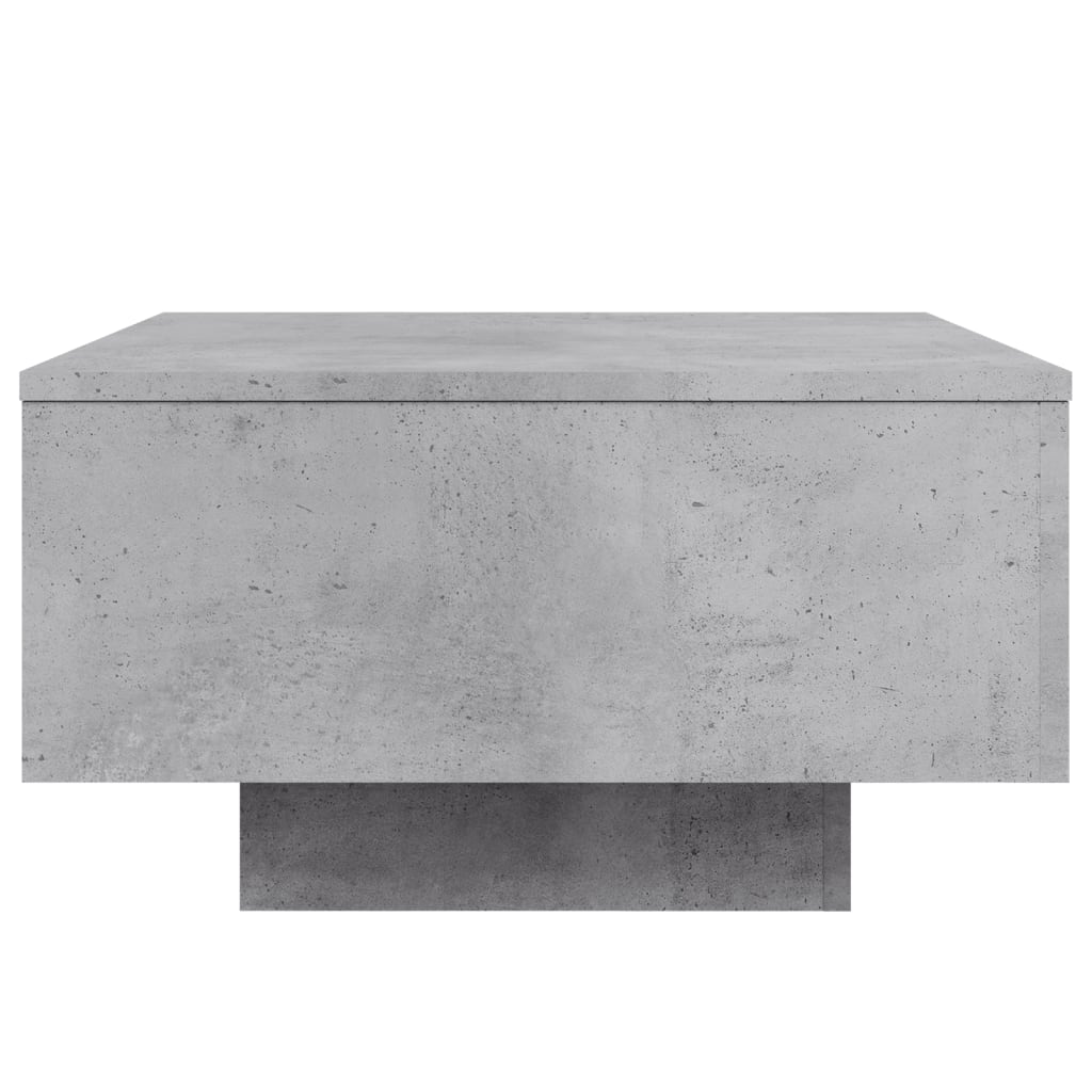 Salongbord med LED-lys betonggrå 55x55x31 cm