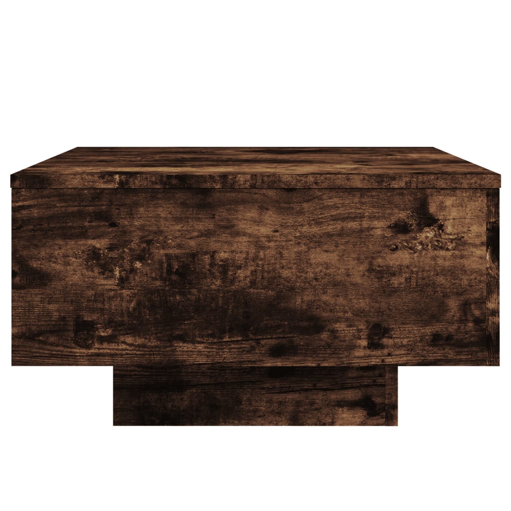 Salongbord med LED-lys røkt eik 55x55x31 cm