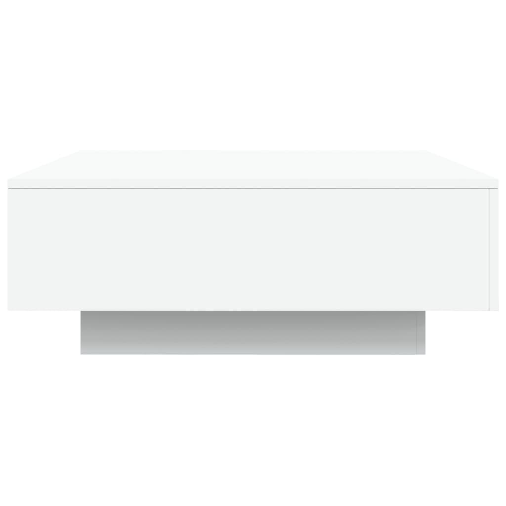 Salongbord med LED-lys hvit 80x80x31 cm