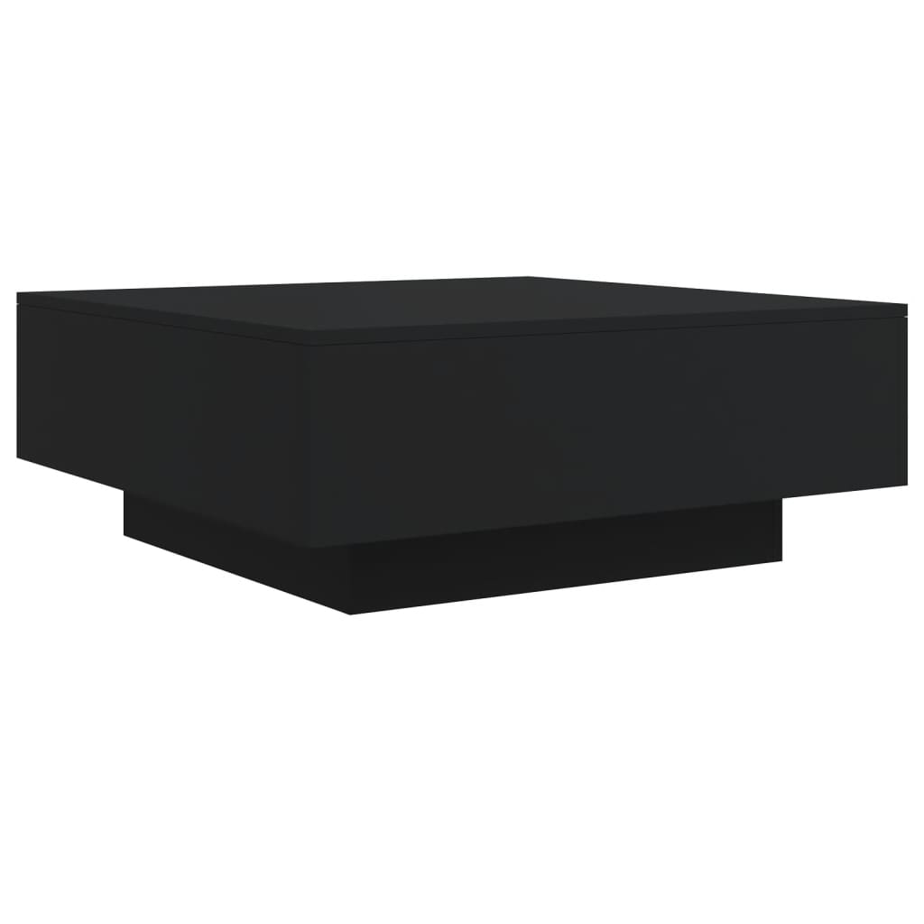 Salongbord med LED-lys svart 80x80x31 cm