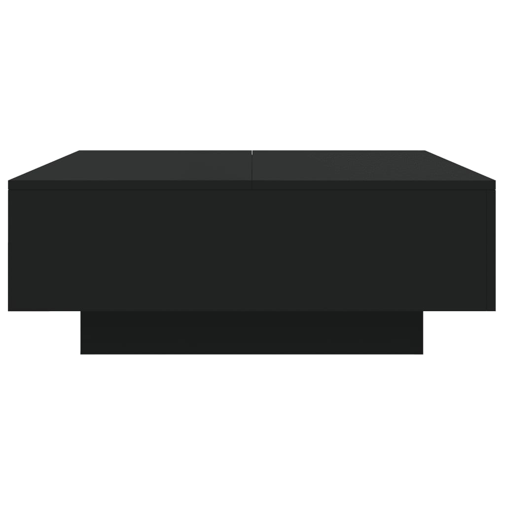Salongbord med LED-lys svart 80x80x31 cm
