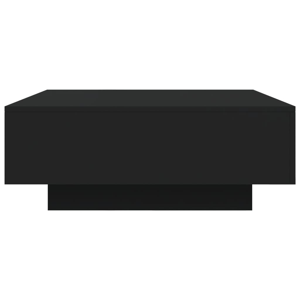 Salongbord med LED-lys svart 80x80x31 cm