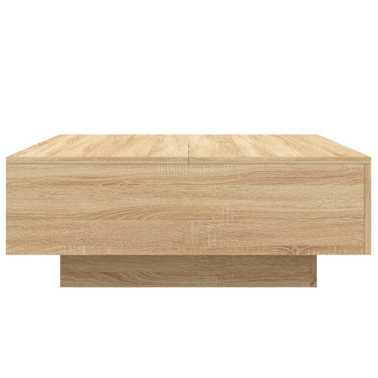 Salongbord med LED-lys sonoma eik 80x80x31 cm