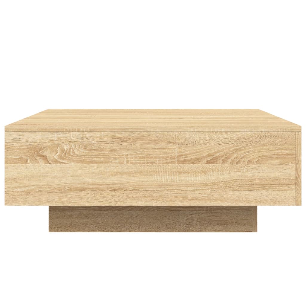 Salongbord med LED-lys sonoma eik 80x80x31 cm