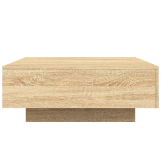Salongbord med LED-lys sonoma eik 80x80x31 cm