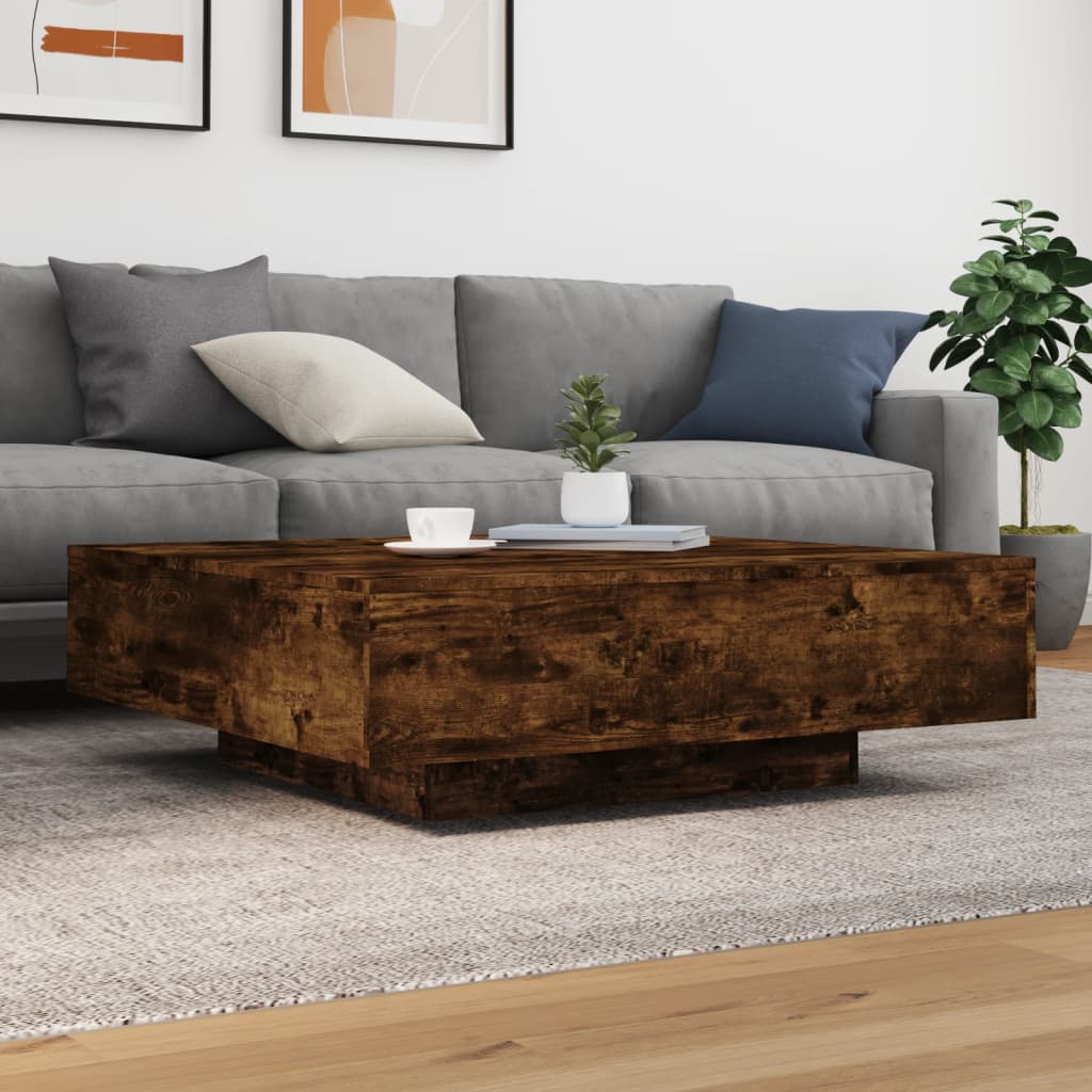 Salongbord røkt eik 100x100x31 cm konstruert tre
