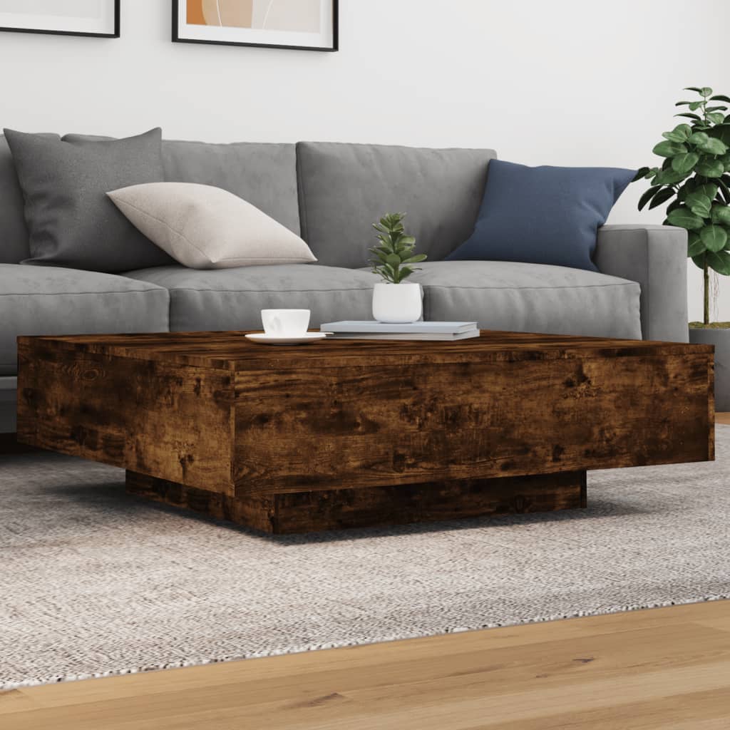 Salongbord røkt eik 100x100x31 cm konstruert tre
