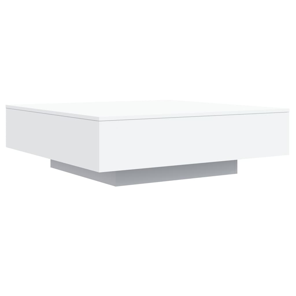 Salongbord med LED-lys hvit 100x100x31 cm