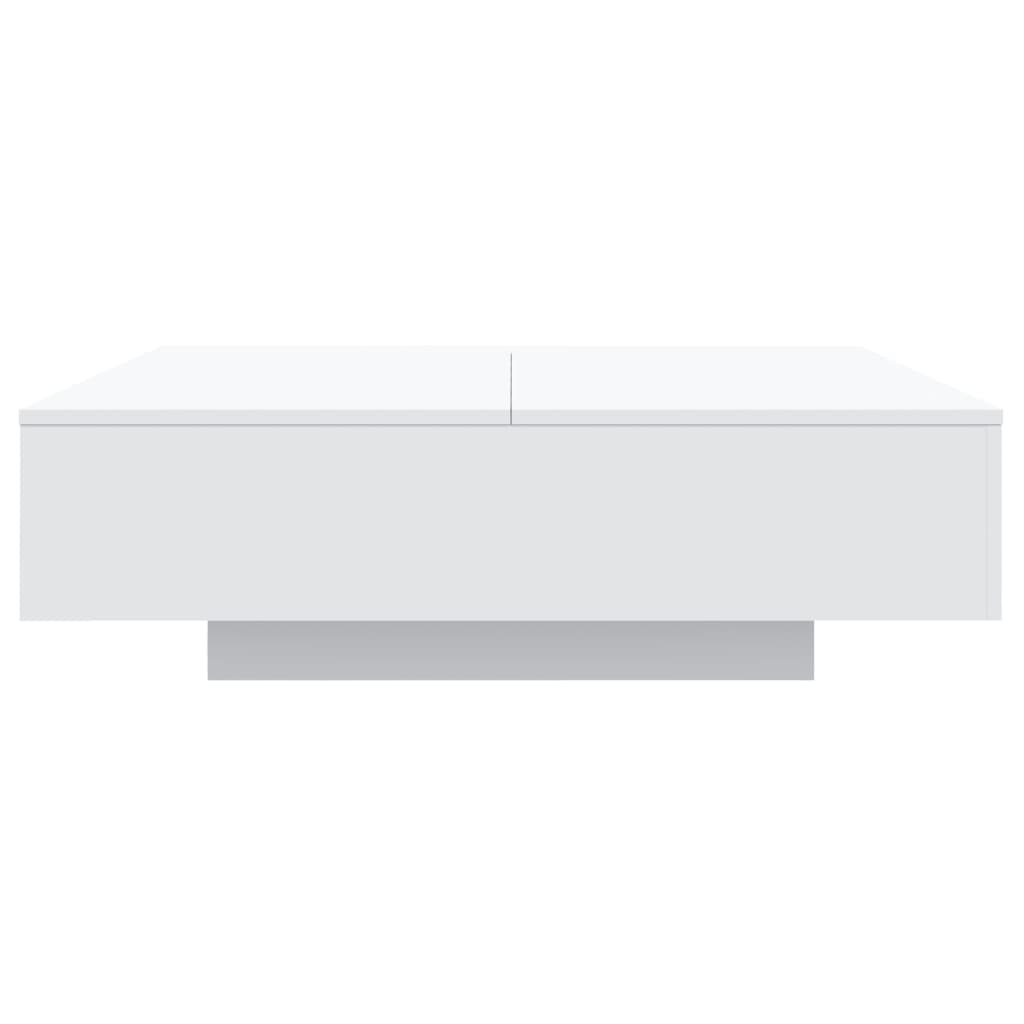 Salongbord med LED-lys hvit 100x100x31 cm