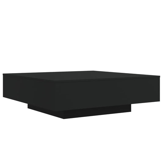 Salongbord med LED-lys svart 100x100x31 cm