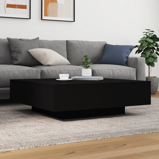 Salongbord med LED-lys svart 100x100x31 cm