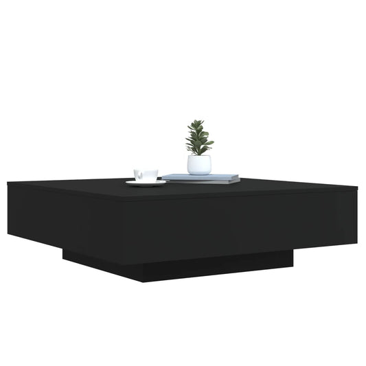 Salongbord med LED-lys svart 100x100x31 cm