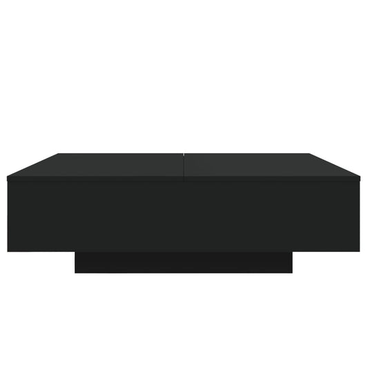 Salongbord med LED-lys svart 100x100x31 cm