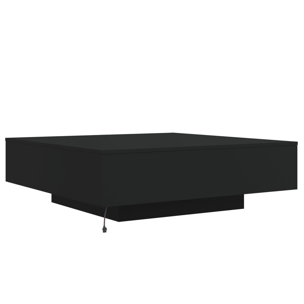 Salongbord med LED-lys svart 100x100x31 cm