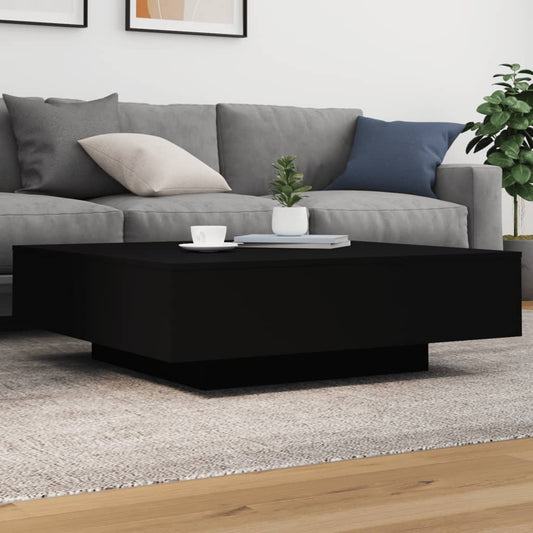 Salongbord med LED-lys svart 100x100x31 cm