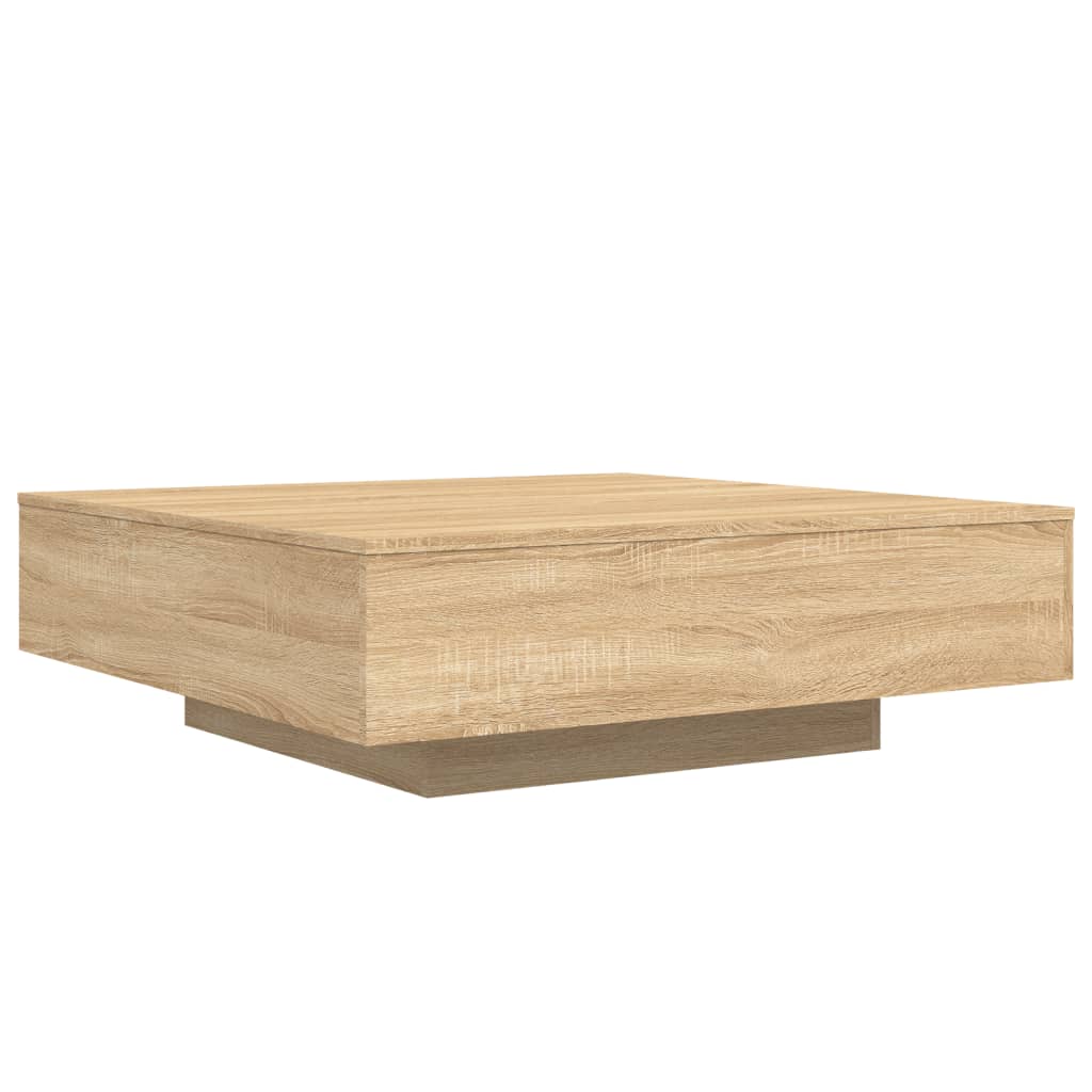 Salongbord med LED-lys sonoma eik 100x100x31 cm
