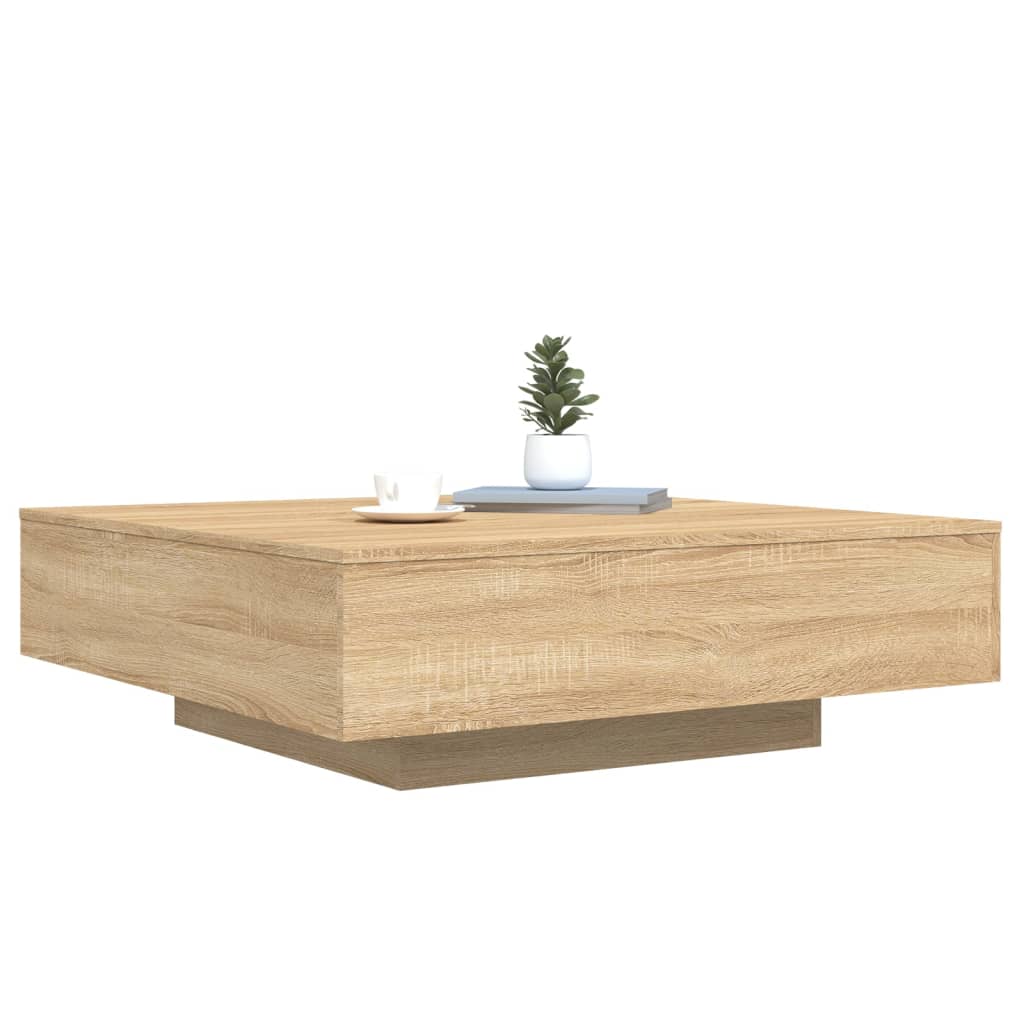 Salongbord med LED-lys sonoma eik 100x100x31 cm