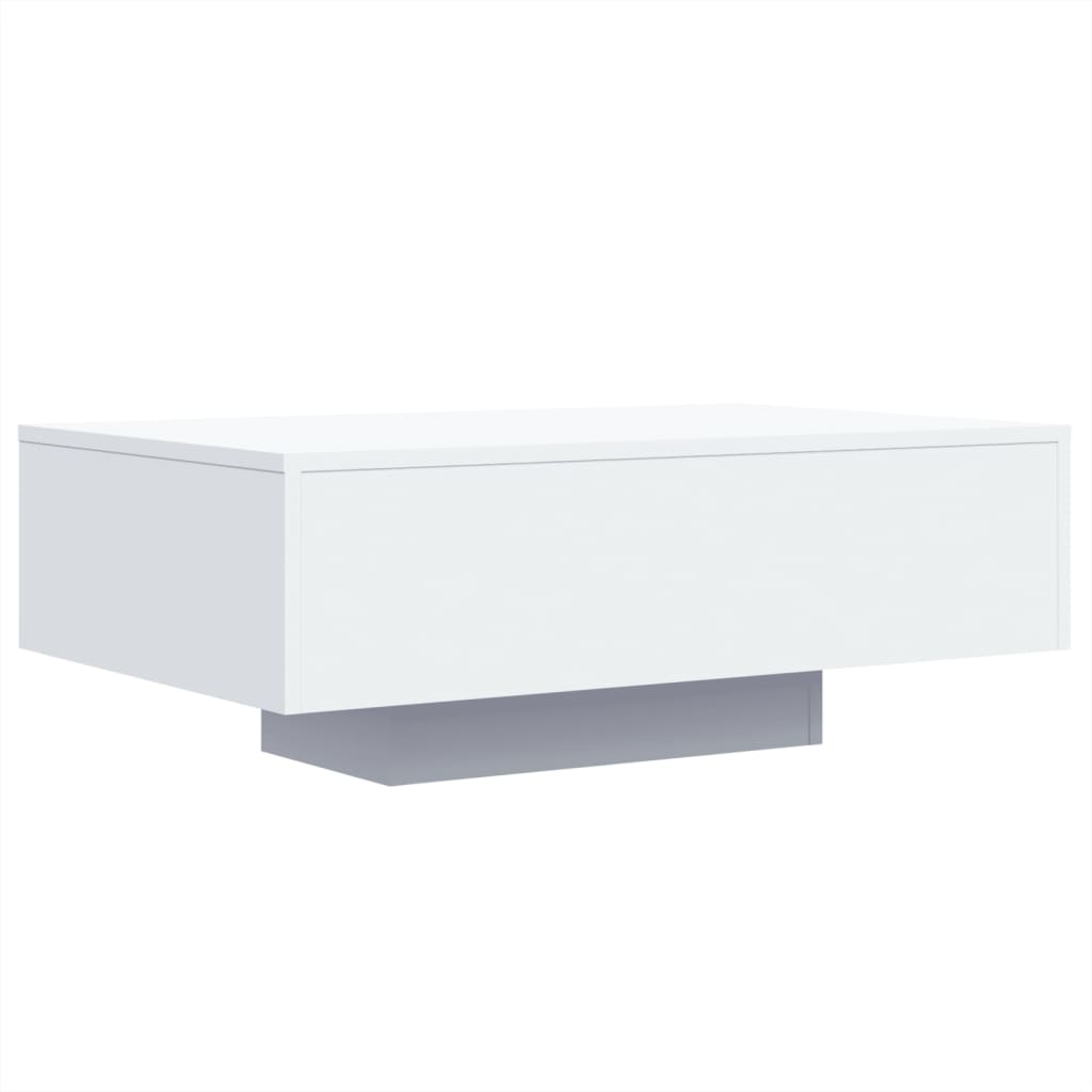 Salongbord med LED-lys hvit 85x55x31 cm