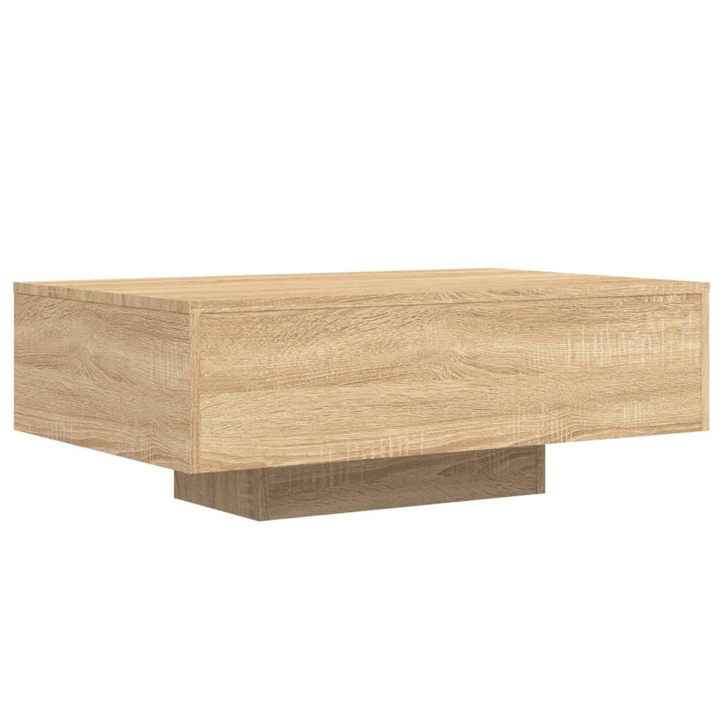 Salongbord med LED-lys sonoma eik 85x55x31 cm