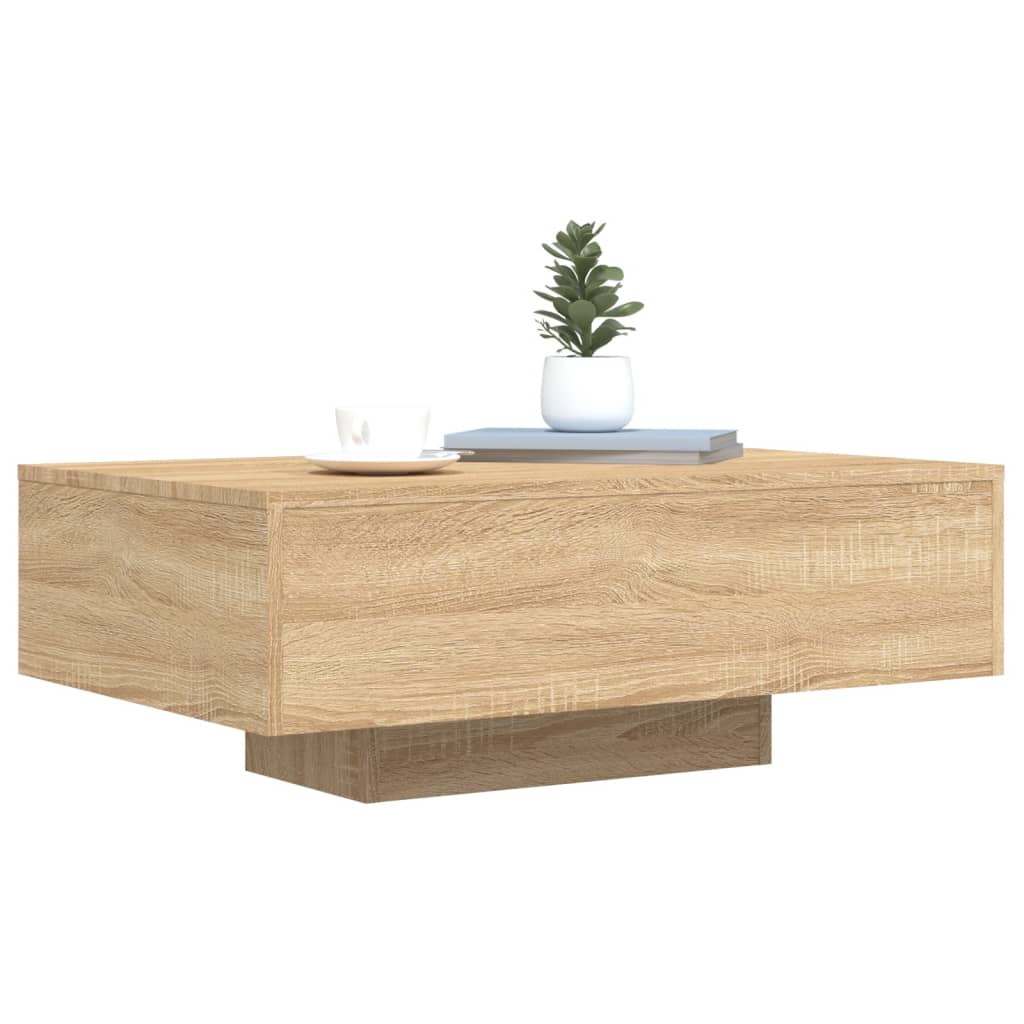Salongbord med LED-lys sonoma eik 85x55x31 cm