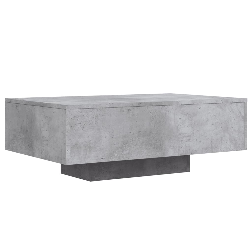 Salongbord med LED-lys betonggrå 85x55x31 cm