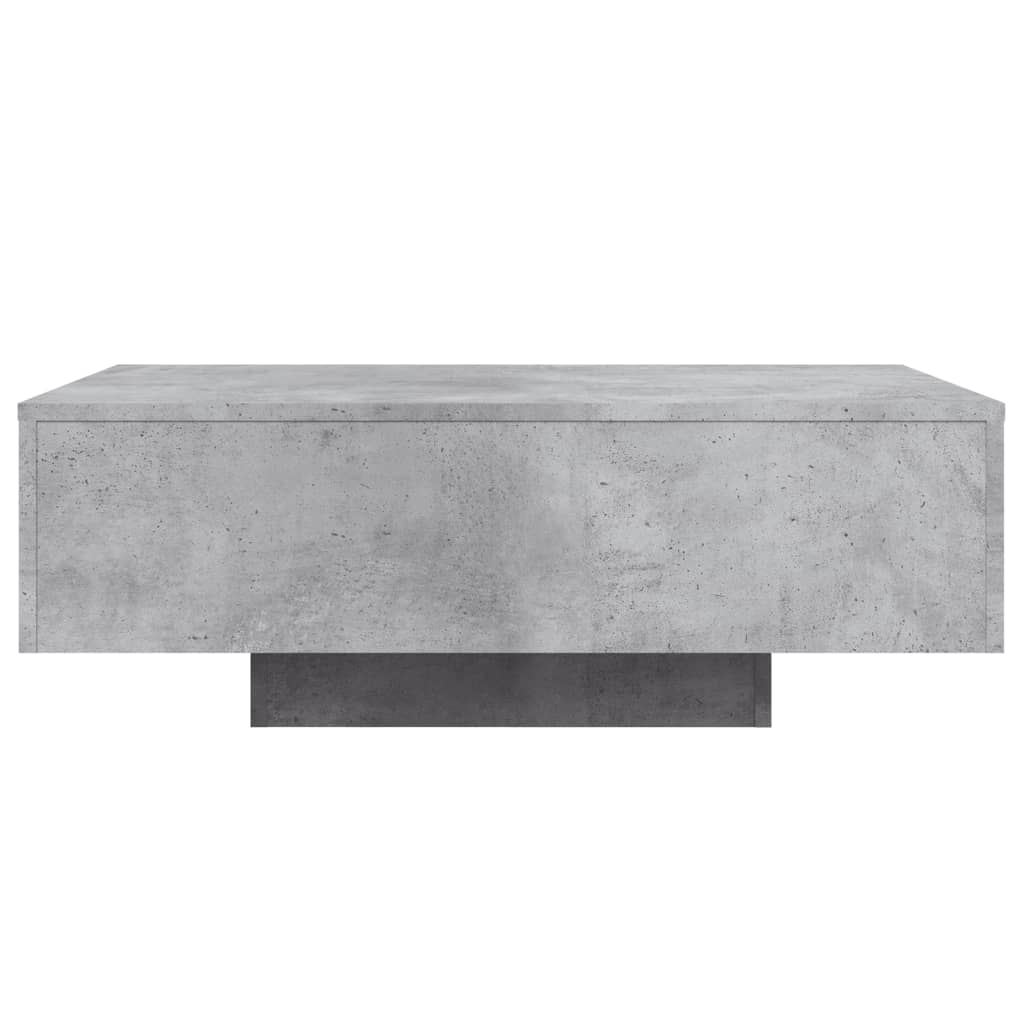 Salongbord med LED-lys betonggrå 85x55x31 cm
