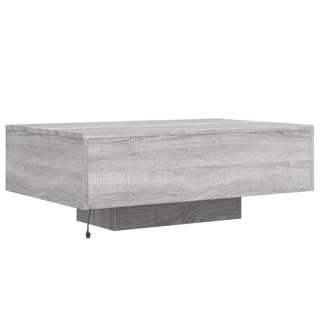 Salongbord med LED-lys grå sonoma 85x55x31 cm