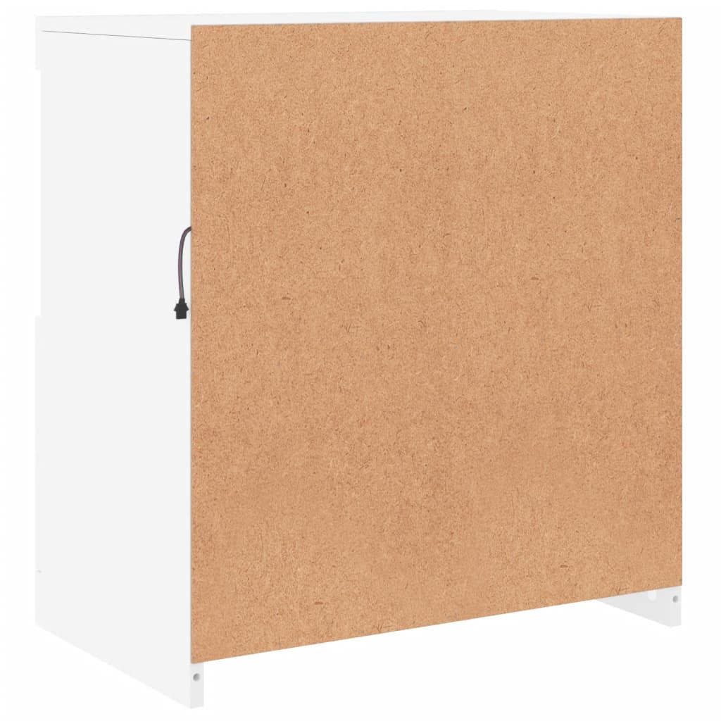 Skjenk med LED-lys hvit 60,5x37x67 cm