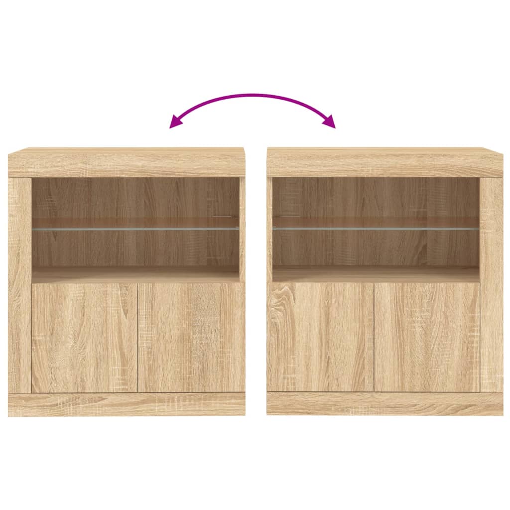 Skjenk med LED-lys sonoma eik 60,5x37x67 cm vidaXL