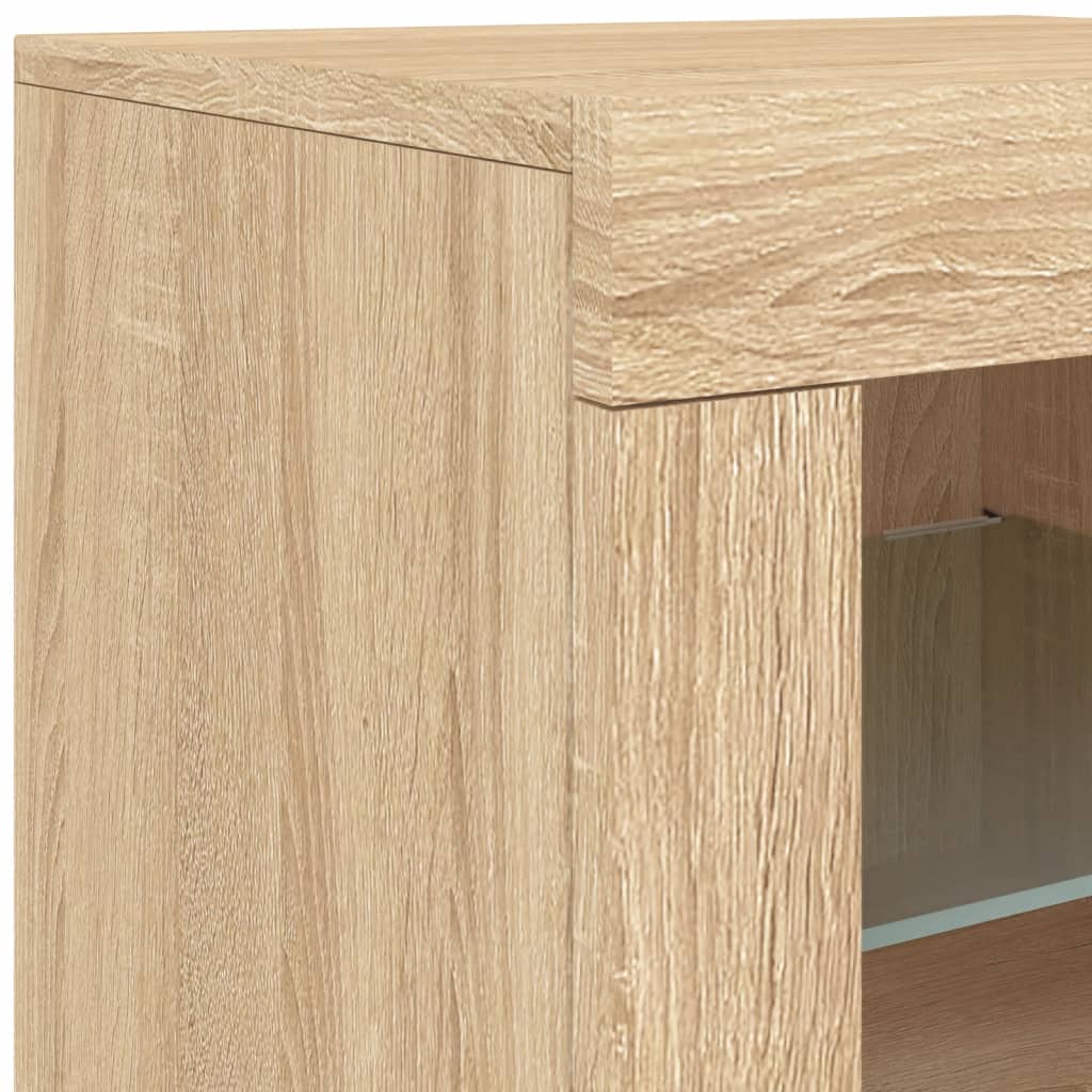 Skjenk med LED-lys sonoma eik 60,5x37x67 cm vidaXL
