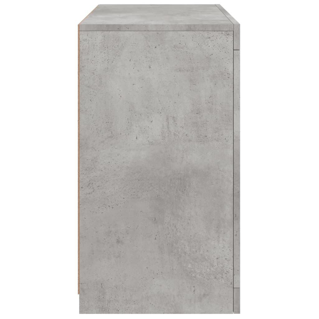 Skjenk med LED-lys betonggrå 60,5x37x67 cm vidaXL