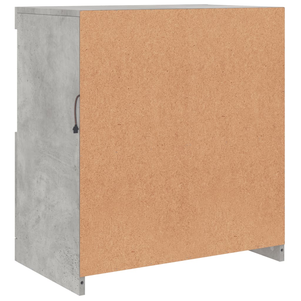 Skjenk med LED-lys betonggrå 60,5x37x67 cm vidaXL