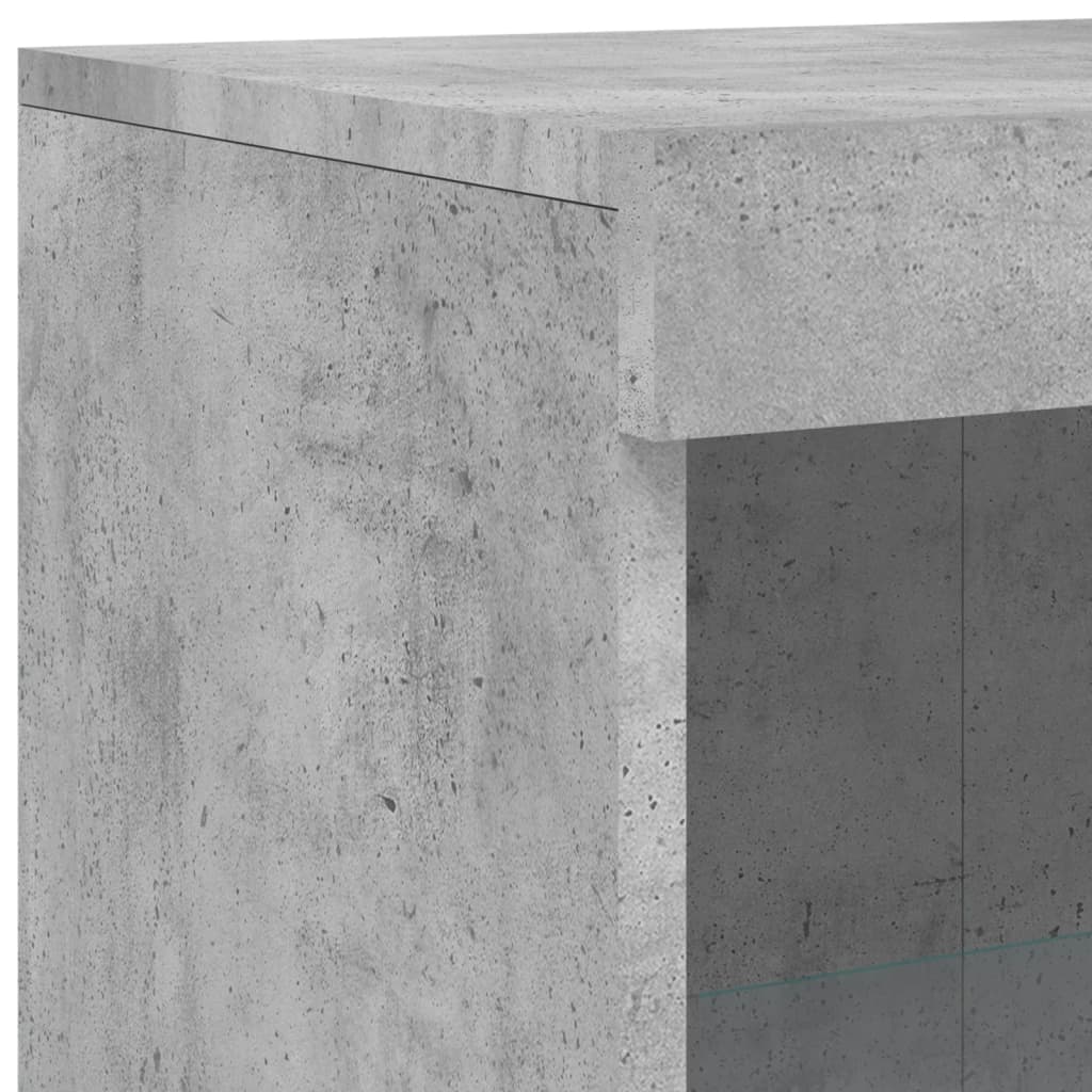 Sideskap med LED-lys betonggrå konstruert tre