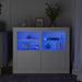 Sideskap med LED 2 stk hvit konstruert tre
