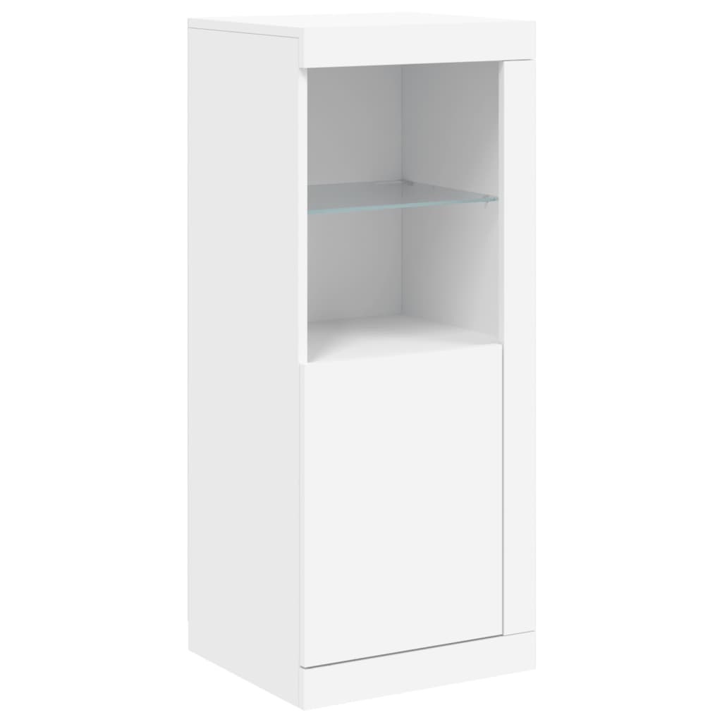 Skjenk med LED-lys hvit 41x37x100 cm