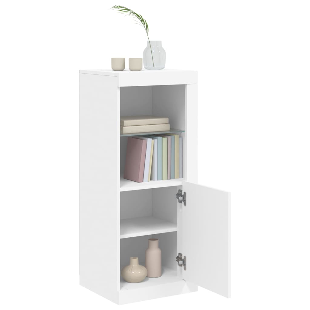 Skjenk med LED-lys hvit 41x37x100 cm