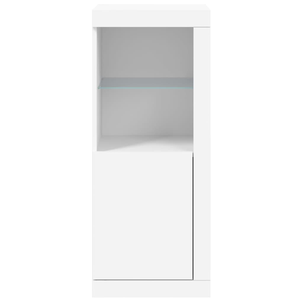 Skjenk med LED-lys hvit 41x37x100 cm